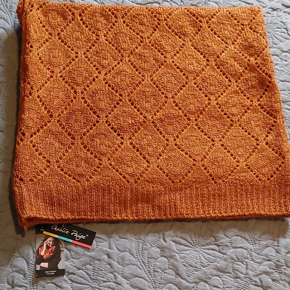 Charlie Paige Vibrant Orange Knit Infinity Scarf